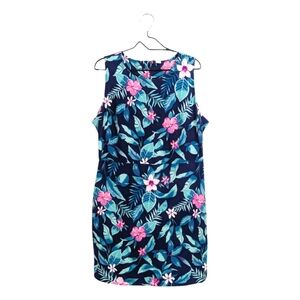 Old Navy Floral Printed Ponte-Knit Sheath Dress Sleeveless Tropical Blue Pink XL